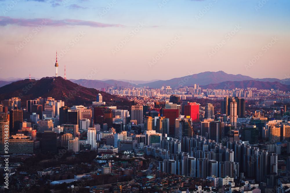 Wall mural Seoul city skyline