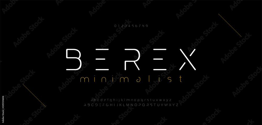 Poster minimal modern alphabet fonts and numbers. abstract urban thin line font typography typeface upperca