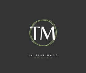 T M TM Beauty vector initial logo, handwriting logo of initial signature, wedding, fashion, jewerly, boutique, floral and botanical with creative template for any company or business.