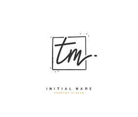 T M TM Beauty vector initial logo, handwriting logo of initial signature, wedding, fashion, jewerly, boutique, floral and botanical with creative template for any company or business.