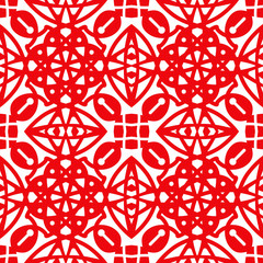 Intricate repeating geometric pattern with striking colors and sleek lines.