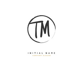 T M TM Beauty vector initial logo, handwriting logo of initial signature, wedding, fashion, jewerly, boutique, floral and botanical with creative template for any company or business.