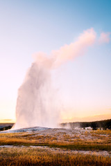 old faithful geyser in yellowstone national park