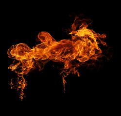 Fototapeta na wymiar Fire flames black background