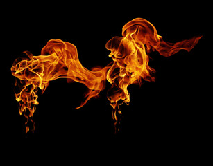 Obraz na płótnie Canvas Fire burning flames on a black background
