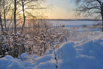 Evening on the Irtysh River, Omsk region, Siberia, Russia