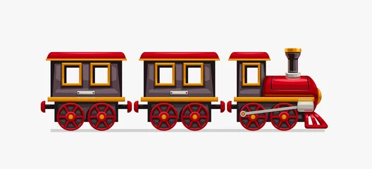 Foto op Plexiglas Jongenskamer kleurrijke cartoon trein op wit