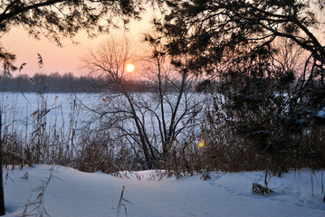 Evening on the Irtysh River, Omsk region, Siberia, Russia