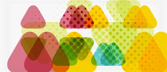 Banner with multicolored mosaic triangle geometric design on white background. Abstract texture. Vector illustration design template.