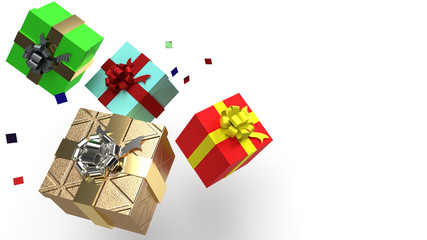  gift boxs  on white background 3d rendering image for celebration content.