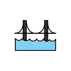 bridge with waves isolated icon