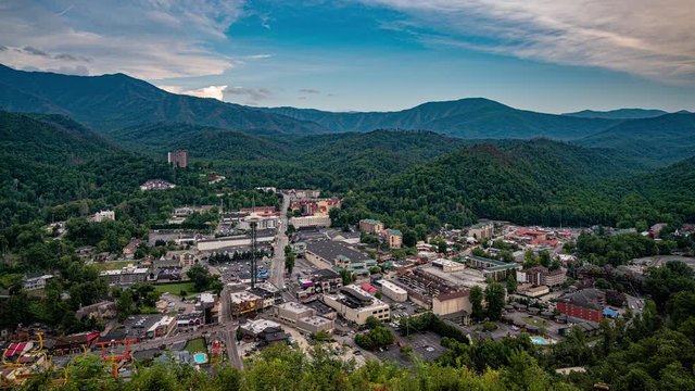 Skyline View Of Gatlinburg Tennessee Timelapse