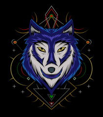 Wolf Mascot Vector Icon. Blue wolf vector illustration, head wolves