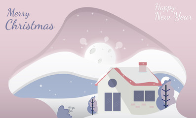 Merry Christmas Everyone, Vintage Background With Typography and Elements