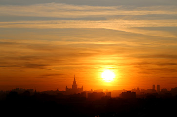 Photo of a gorgeous sunset view from the top in Moscow