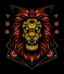 Obraz premium Lion Shield logo design template ,Lion Head logo ,Element for the brand identity ,Vector illustration