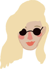 Fototapeta na wymiar Hand drawn simple vector young woman head with blonde hair