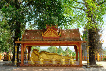 Religious places - Buddhism Cambodia Sihanoukville Wat IntNhean - Wat Krom with Reclining Buddha statue