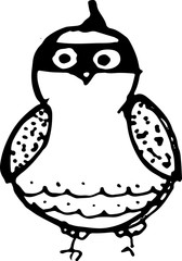 Ink hand drawn bird sketch. Vector outline illusytation