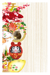 子　年賀状　和紙　背景