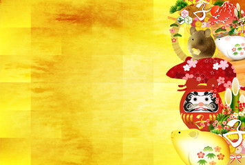 子　年賀状　和紙　背景