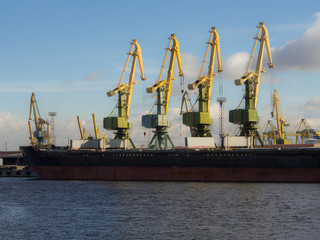 cargo cranes and ship