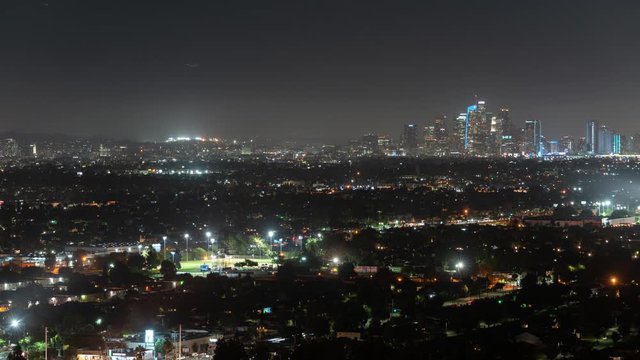 Los Angeles Night Skyline Cityscap Time Lapse