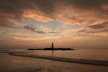 Fototapeta na wymiar Sunset on the beach in Phang Nga, Thailand