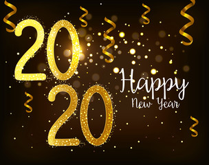 poster of happy new year 2020 vector illustration design