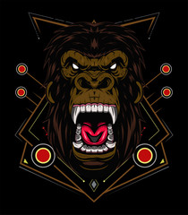 Monkey Gorilla Esport gaming mascot logo template Vector. Modern Head Monkey Logo Vector