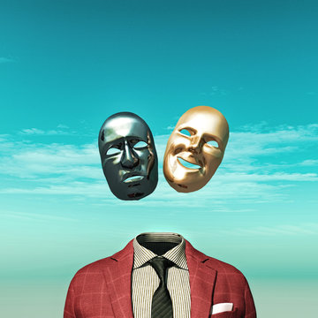 Double personality. This is 3d render illustration