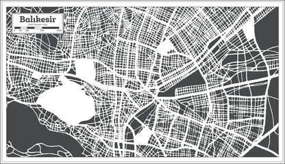 Fototapeta na wymiar Balikesir Turkey City Map in Retro Style. Outline Map.