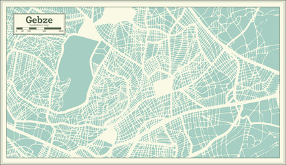 Gebze Turkey City Map in Retro Style. Outline Map.