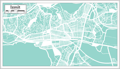 Izmit Turkey City Map in Retro Style. Outline Map.