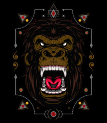 vector gorilla. Head of a gorilla with angry face © AGORA