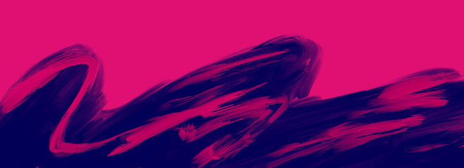 Colorful abstract background. Digital painting with flow brush stroke. Wave look, red, blue tone. Banner frame.