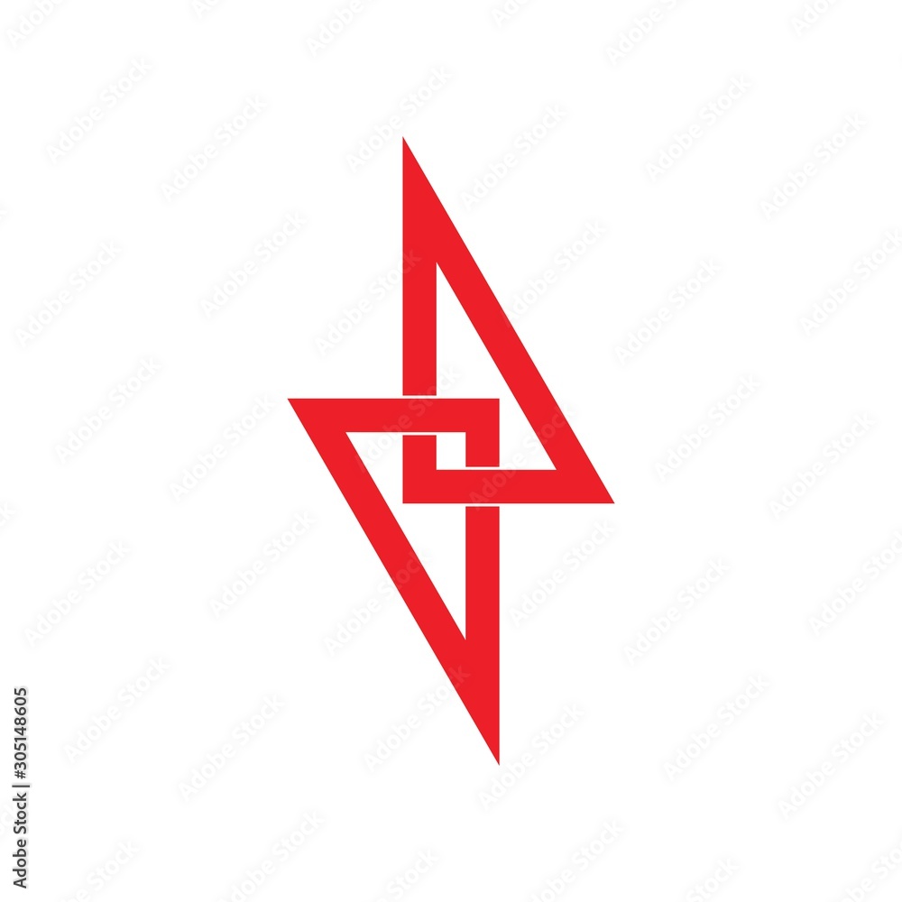Poster triangle linked thunder bolt shape overlap logo vector