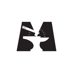 letter m blacksmith design logo vector