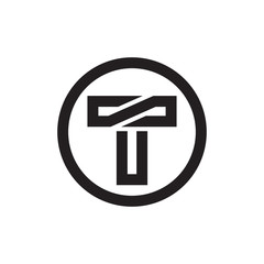 letter t circle geometric line logo vector