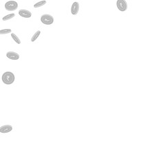 Indian rupee coins falling. Scattered black and wh