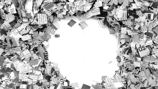 random cut up Newspaper appear then disappear 