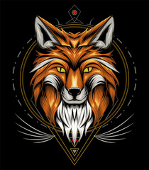 Fox circle Vector Symbol, fox Sign or Logo Template. creative fox Animal Face Modern Simple Design Concept. Isolated.