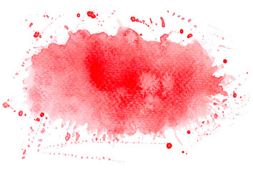 red splash of paint watercolor on paper.