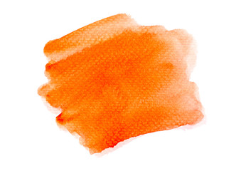 stroke paint orange watercolor on white background.
