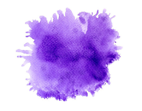 purple splash of paint watercolor on paper.