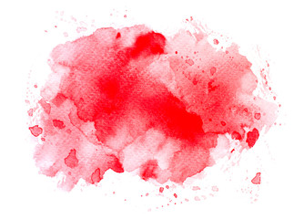 splash brush red watercolor on paper.