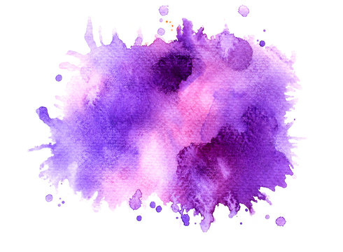 abstract watercolor background.splash color purple on paper.