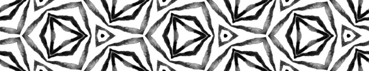 Black and white geometric foliage Seamless Border 