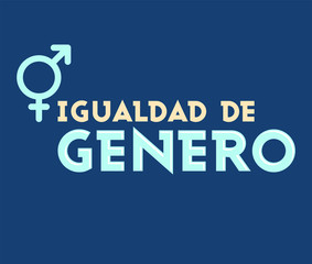 Igualdad de Genero, Gender Equality Spanish text, vector emblem design.