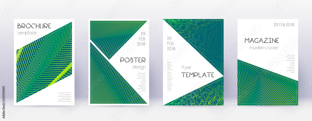 Canvas Prints Triangle brochure design template set. Green abstr